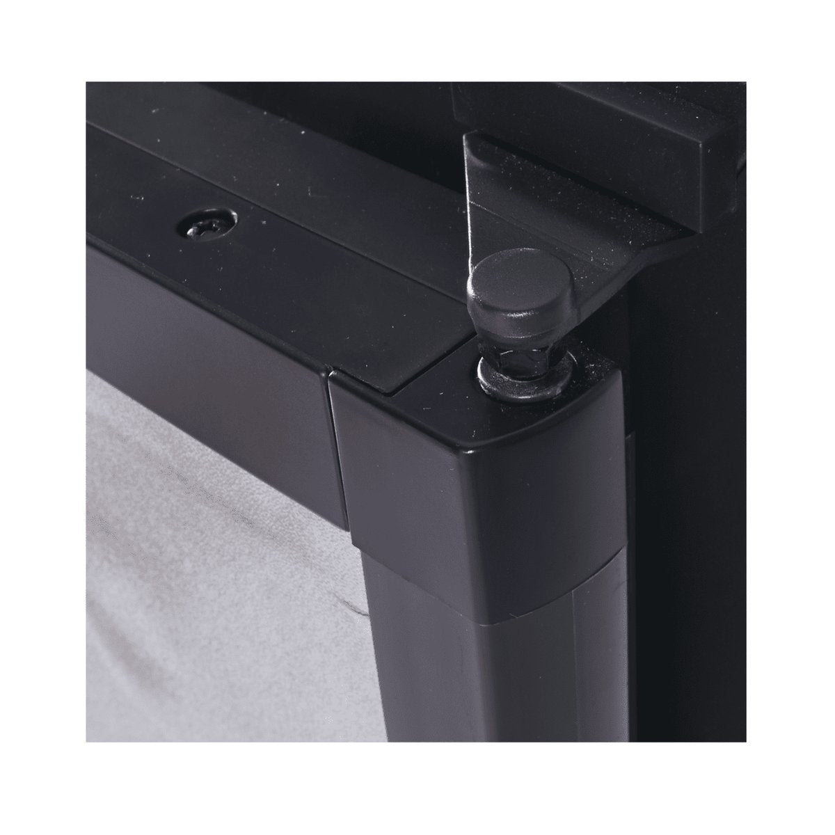 Close-up of the hinge and top corner of the Dometic RM 2350 cabinet