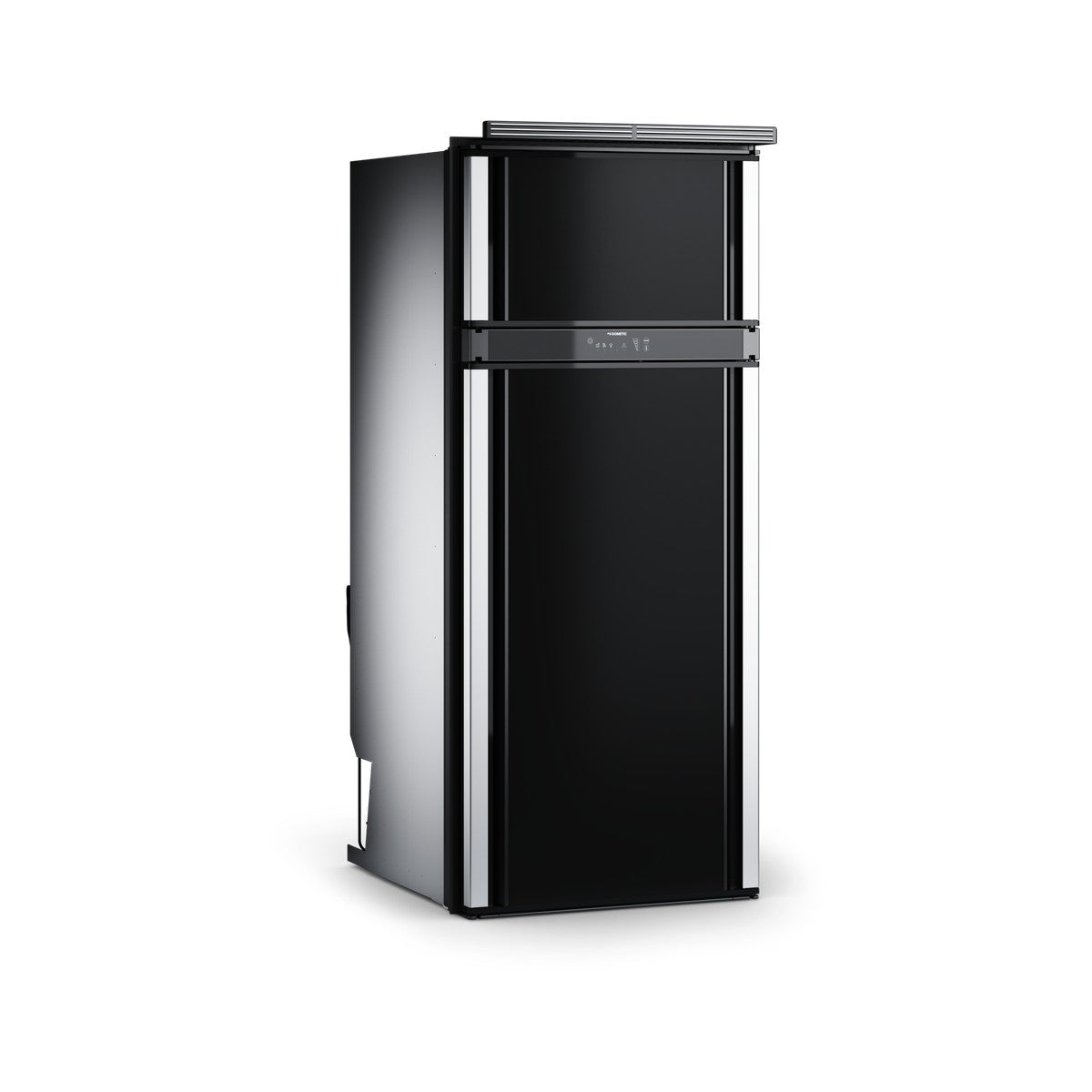 Dometic RMD10.5XS closed from the front three-quarter angle showing the two flat doors and full-height handles