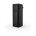 Front three-quarter view of the closed Dometic RUC 5204X upright caravan fridge in black