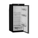 Dometic RUC 5308X caravan fridge with both doors open and black handles, showing empty shelves and door racks