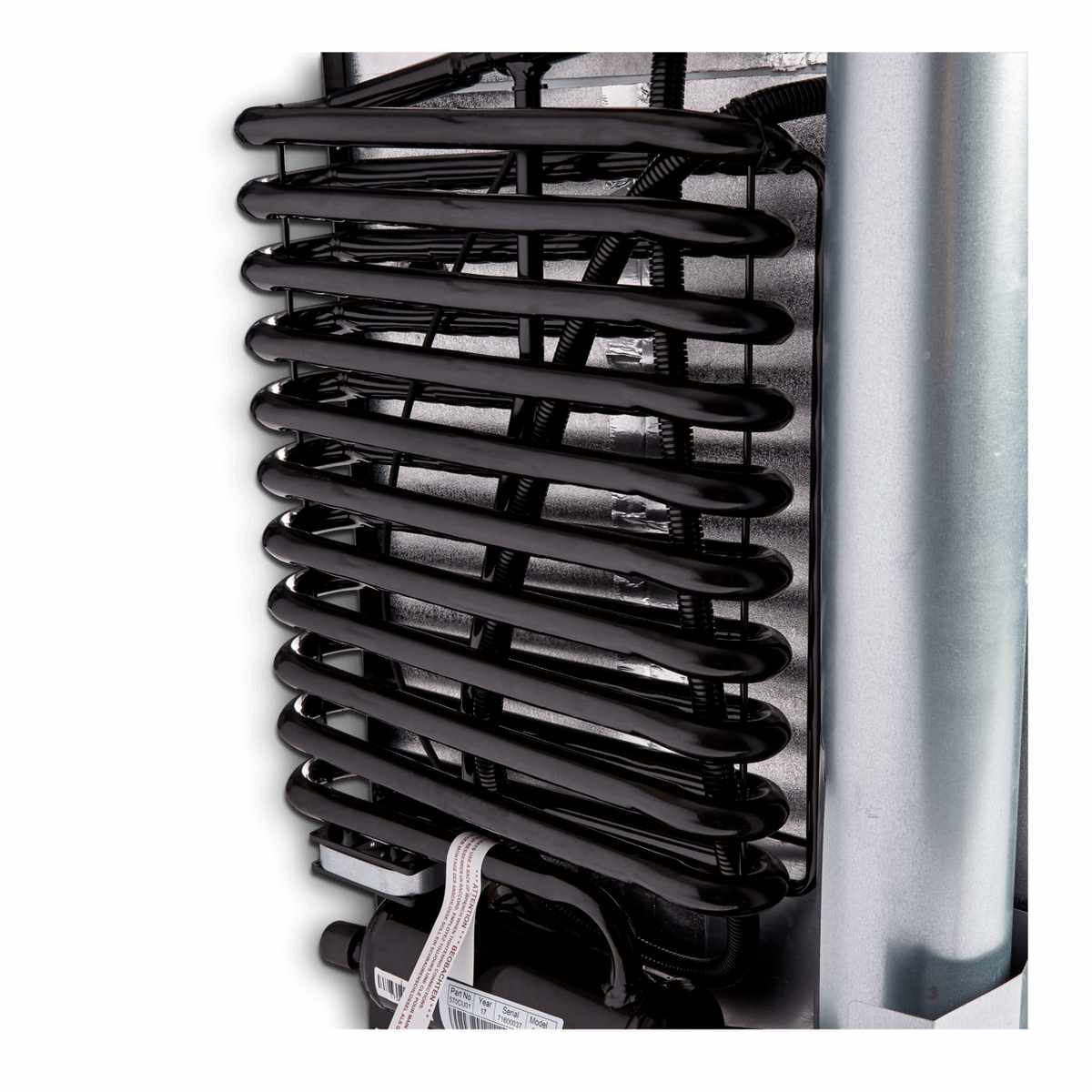 Rear cooling unit coils of the Dometic RUC 6408X T-rated compressor refrigerator