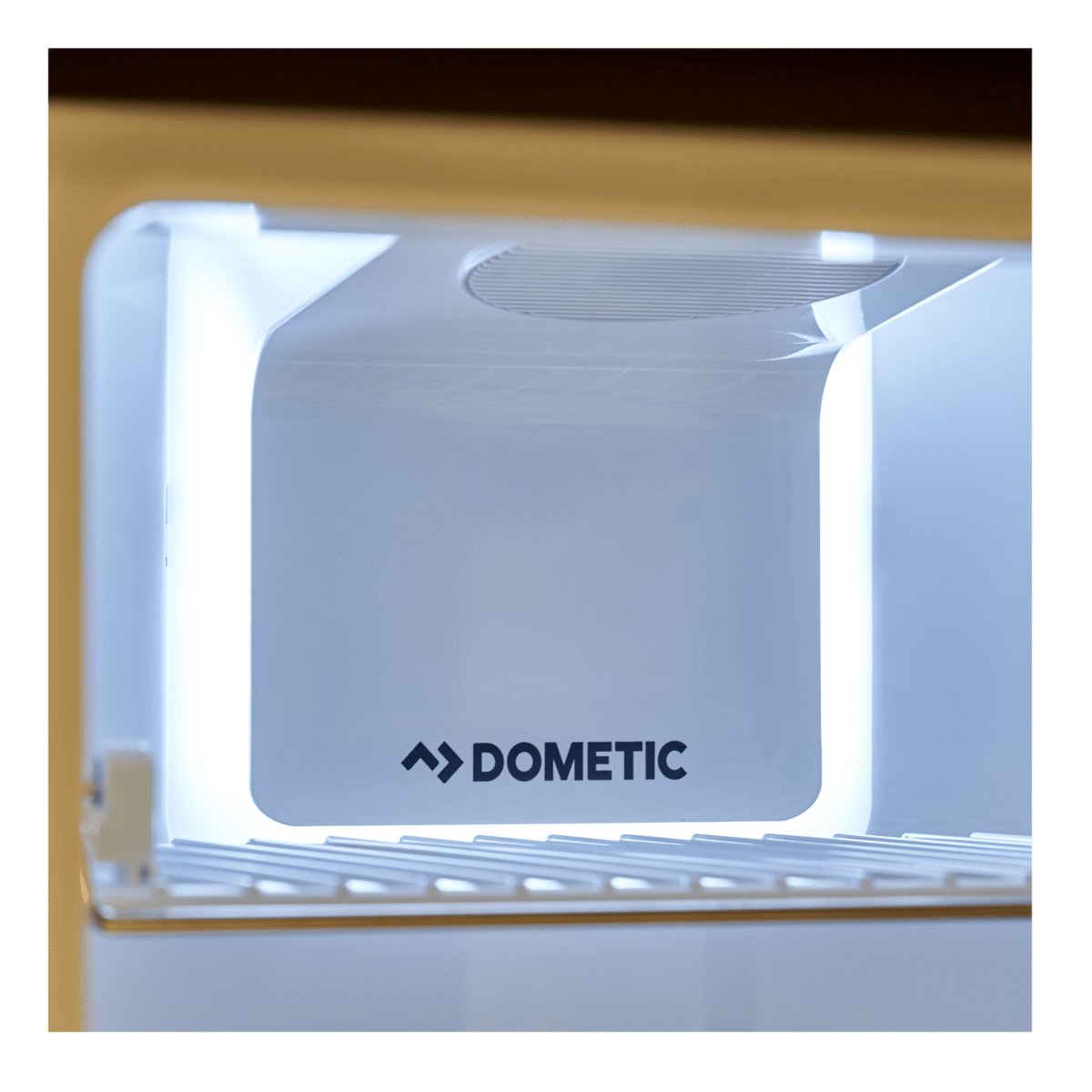 LED interior light panel illuminating the top of the Dometic RUC 8508X cabinet