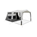 Front three-quarter view of the Dometic Santorini FTK 2x4 TC with the D-door open, canopy up and guy lines out