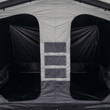 Dark inner tent fitted inside the Santorini 4x8 with the zipped door and storage pockets visible