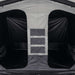 Dark inner tent fitted inside the Santorini 4x8 with the zipped door and storage pockets visible