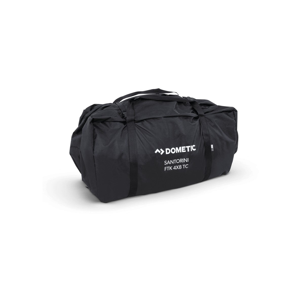 Black Dometic Santorini FTK 4x8 TC carry bag with webbing handles and the model name printed on the side