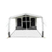 Dometic Santorini FTK 4x8 TC from the front with both D-doors open and the canopy extended over the groundsheet