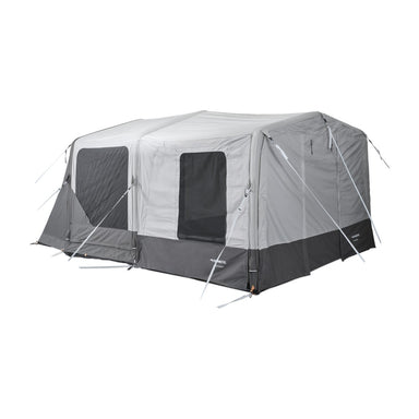 Santorini FTK tent with the front door kit fitted and zipped shut across the canopy