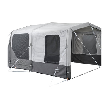 Santorini FTK tent pitched with both sidewall panels fitted to the canopy, three-quarter view