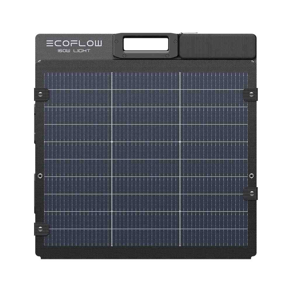 EcoFlow 160W Lightweight solar panel laid flat showing front branding and cell surface