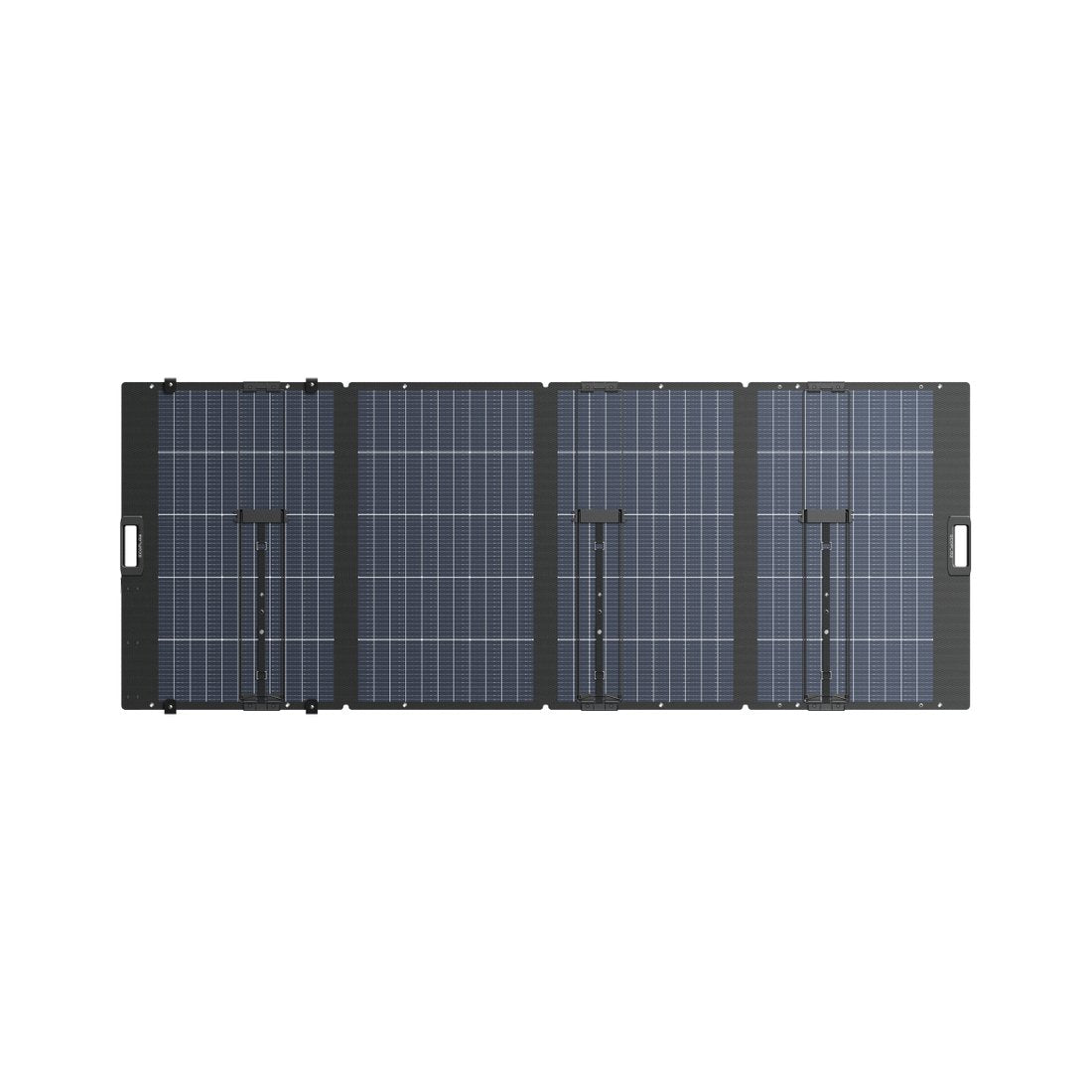 EcoFlow 400W Lightweight Bifacial solar panel unfolded flat, rear view showing hinges and connector panel