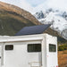 EcoFlow 400W Rigid Solar Panel installed on RV roof in mountain setting