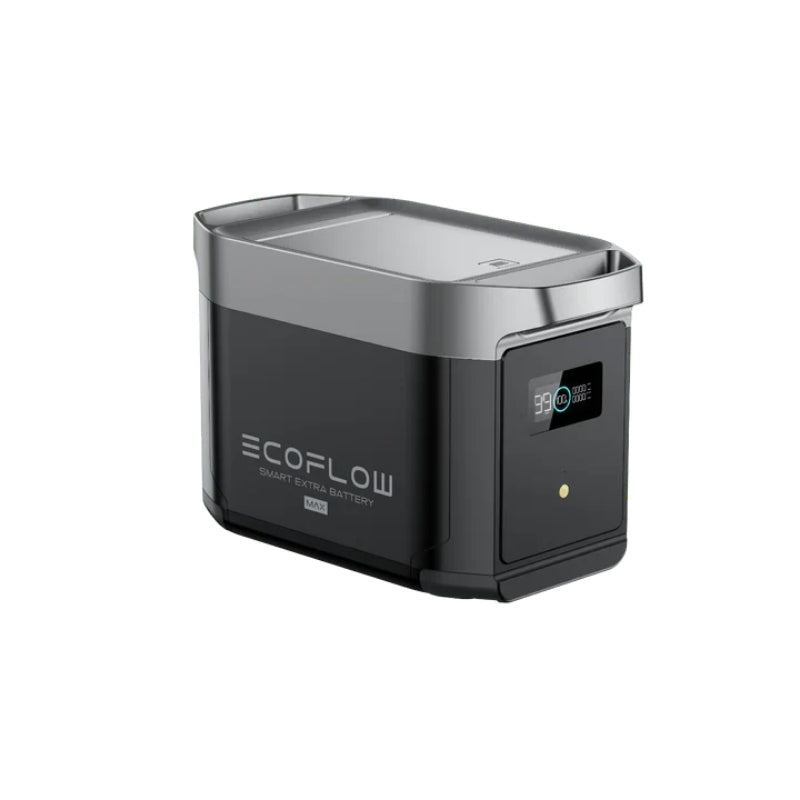 EcoFlow DELTA 2 Max Smart Extra Battery angled side design with logo