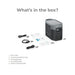 EcoFlow Delta 2 Max portable power station with AC cable, car charger, DC5521 to DC5525 cable, user manual, and warranty card.