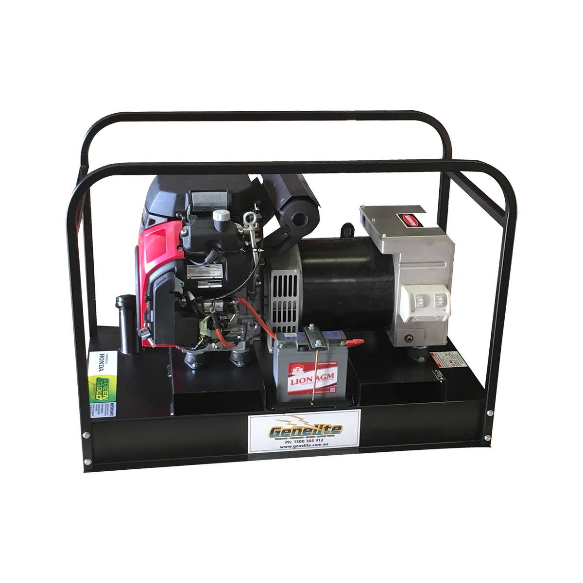 Genelite GH10000E-FBT-AVR 11kVA Honda generator, side view