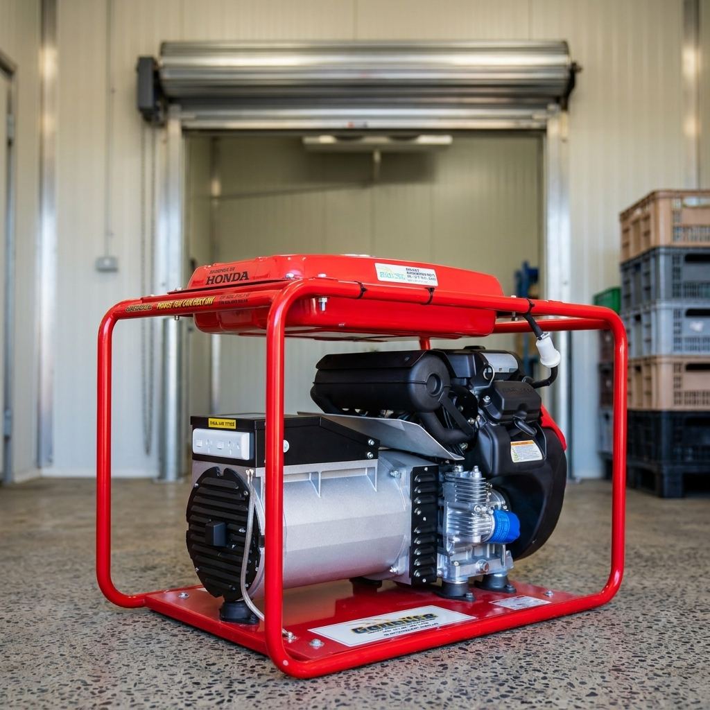 Genelite GH12000E-AVR 12.5kVA generator at an Australian commercial cool room loading dock