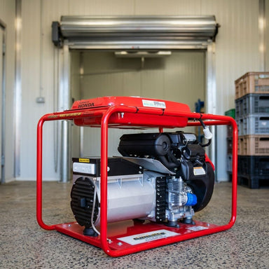 Genelite GH12000E-AVR 12.5kVA generator at an Australian commercial cool room loading dock