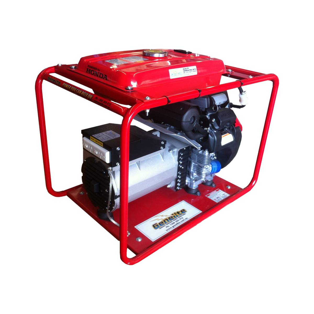 Genelite GH12000E-LRT-AVR 12.5kVA generator showing the Honda GX630E engine