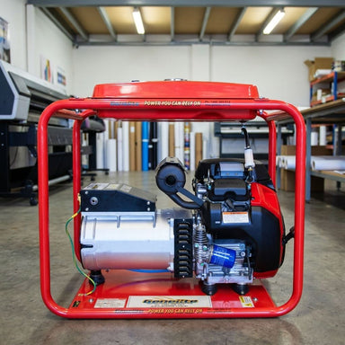 Genelite GH14000E-AVR 14.5kVA generator in an Australian commercial print and signage production workshop
