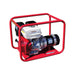 Rear three-quarter angle of the Genelite GH5000 recoil start generator showing the alternator and Honda GX340 engine