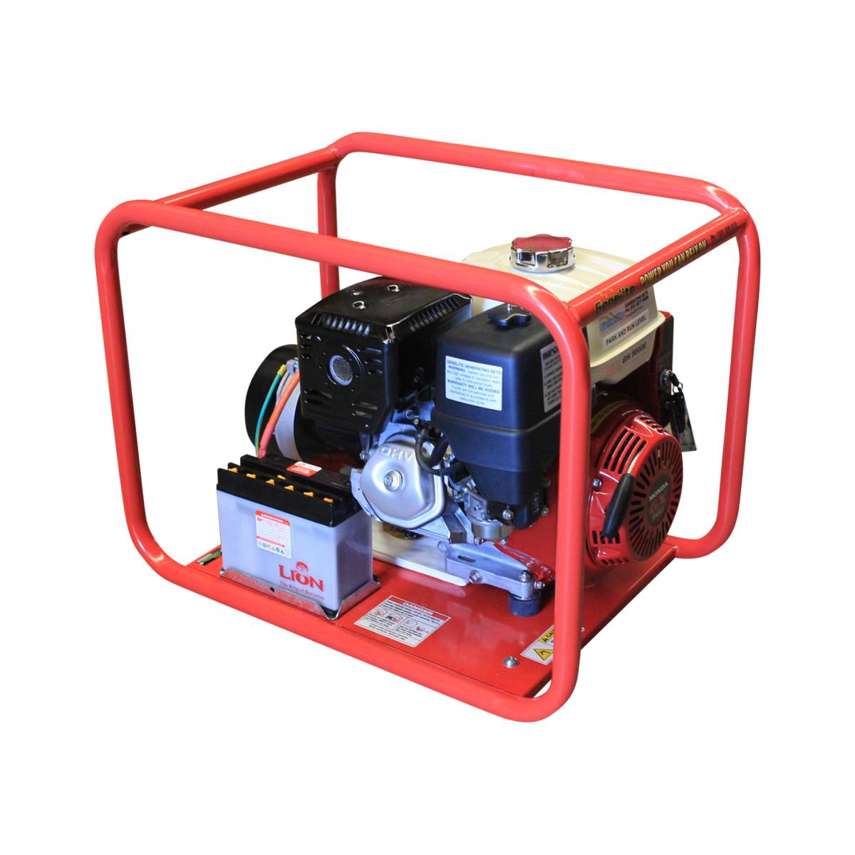 Genelite GH5000E-AVR electric start generator angled view