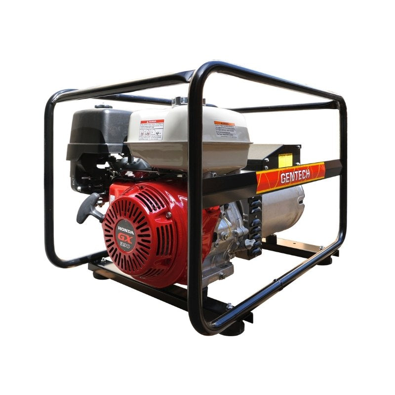Gentech EP8000HCRA 8 kVA Honda generator with AVR featuring the Honda GX390 engine close-up.