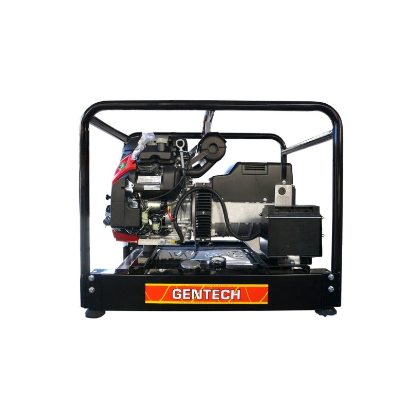 Front frame of Gentech 10 kVA Honda Powered Generator showing Honda GX630 engine