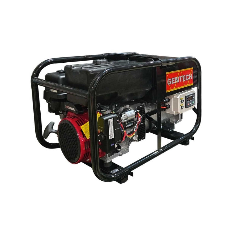 Side view of Gentech 8 kVA Honda Powered Electric and Remote Start generator Version 2.