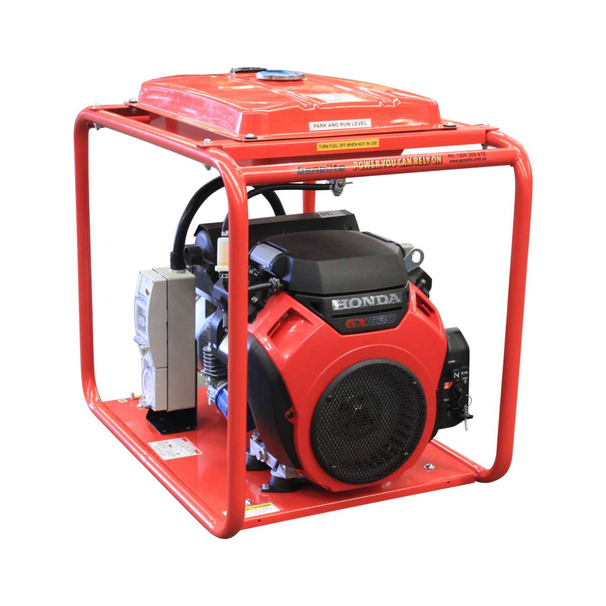 Front view of the Genelite GH16000E-LRT 16kVA generator