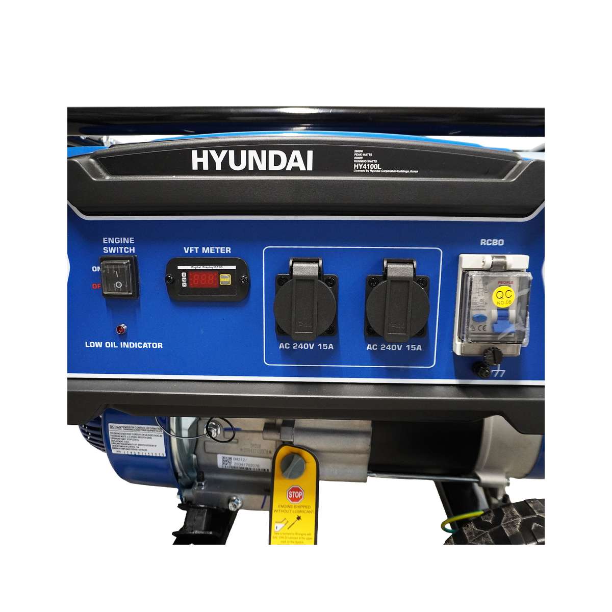 Rear view of the Hyundai HY4100L 4kVA generator