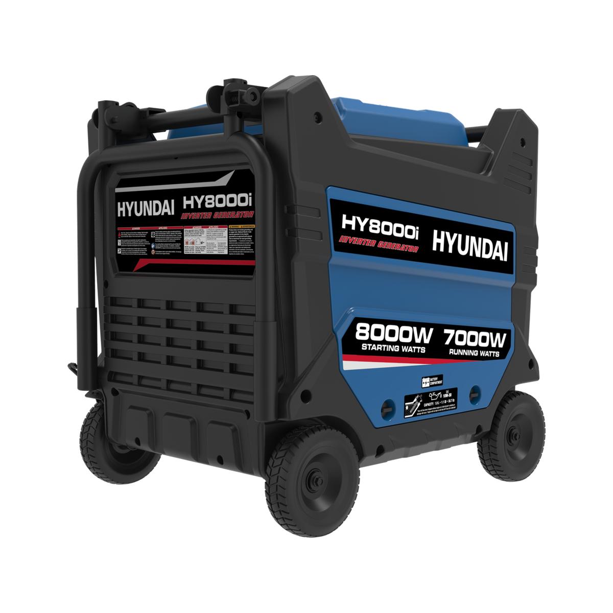 Front view of the Hyundai HY8000i 10kVA inverter generator