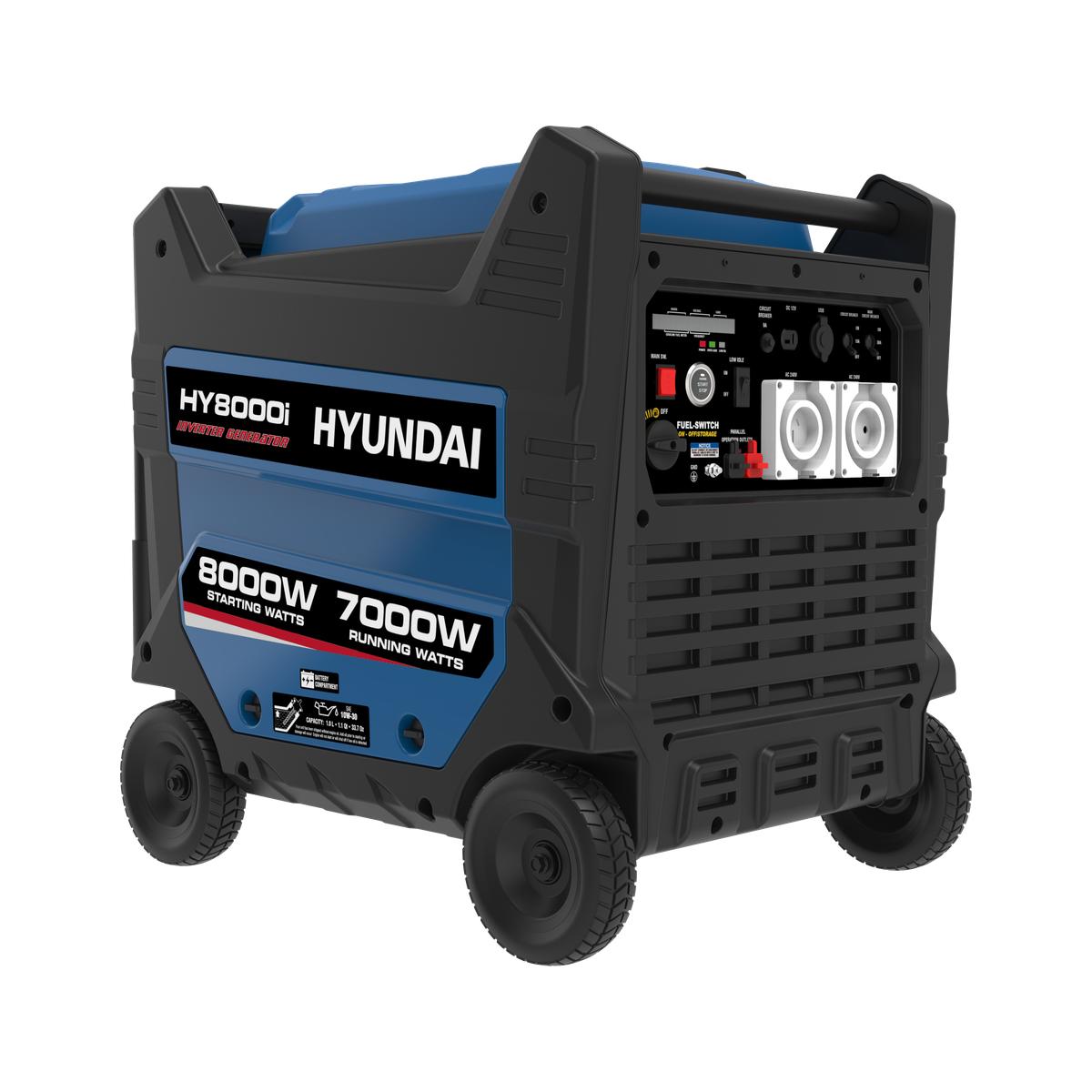 Side view of the Hyundai HY8000i 10kVA inverter generator