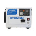 Side profile view of the Hyundai DHY6000SE diesel generator showing the access door, control panel and wheels