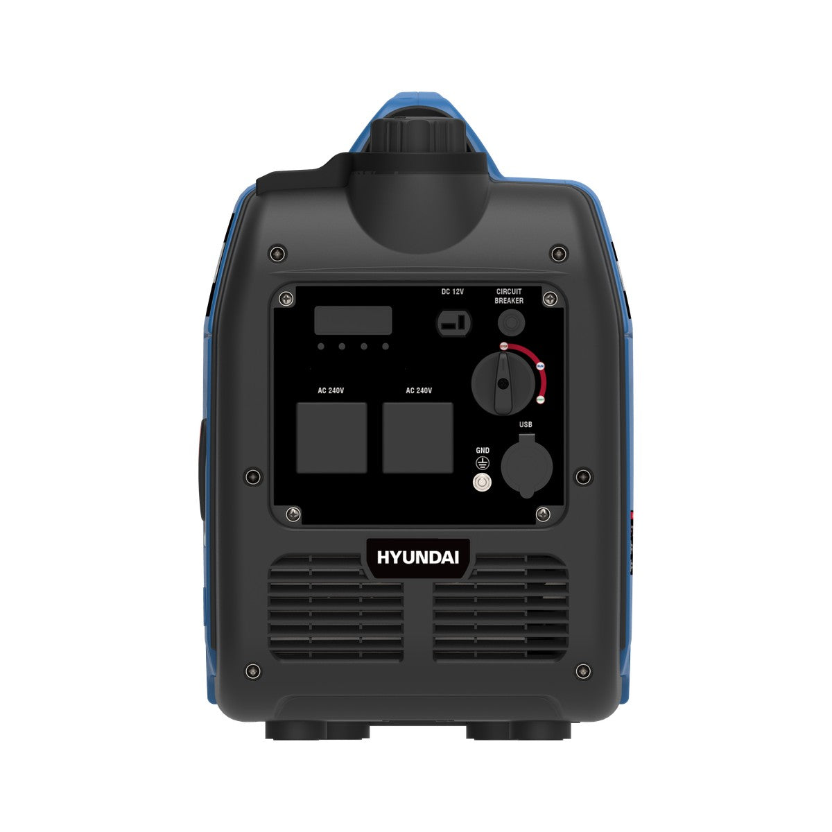 Rear control panel of the Hyundai HY3500i Pull Start inverter generator
