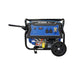 Front view of the Hyundai HY7000LEK generator showing the engine switch, VFT meter and two 15 amp 240V outlets