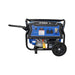 Front view of the Hyundai HY9000LEK generator showing the HYUNDAI branding, engine switch and twin 15 amp outlets