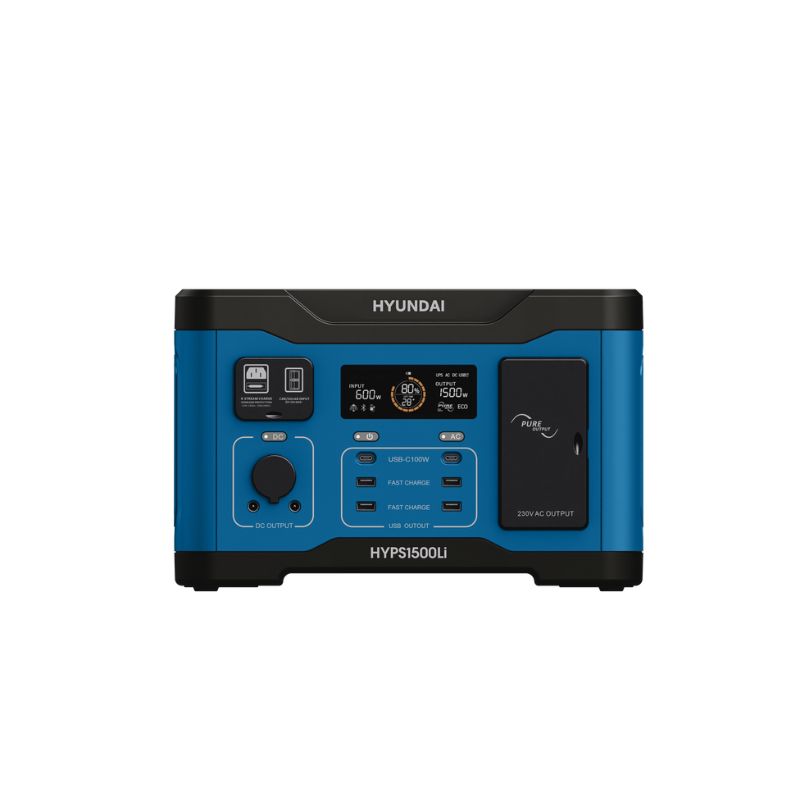 Front view of Hyundai HYPS1500Li with AC and USB outputs