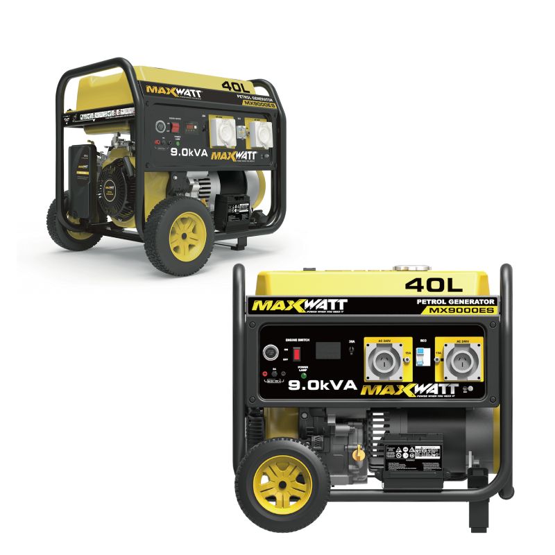 Dual view of MaxWatt 9kVA petrol generator layout