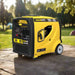 Maxwatt MX4500iS yellow inverter generator side angle on the pavement.