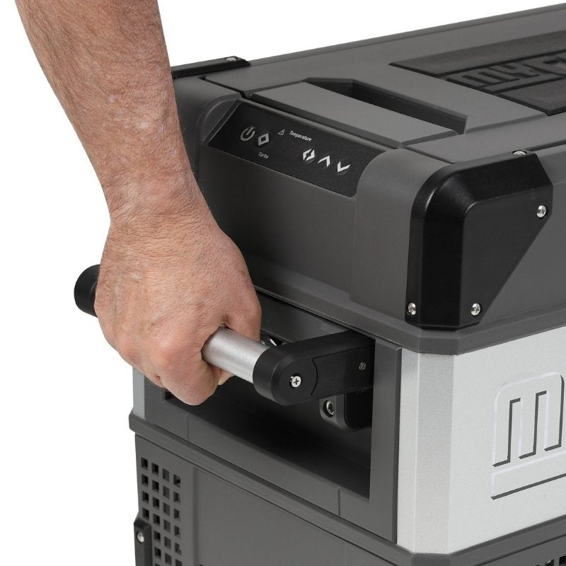 Rugged hand gripping MyCOOLMAN 30L fridge handle for portability