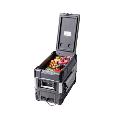 MyCOOLMAN 30L fridge stocked with eggs, fruit, juice and snacks