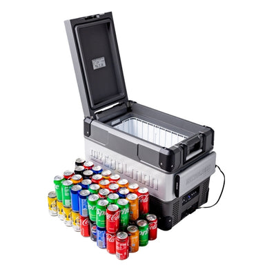 MyCOOLMAN 44L fridge freezer fully stocked with assorted soft drink cans