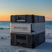 MyCOOLMAN 44L fridge freezer at beach during sunset