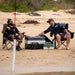 MyCOOLMAN 53L fridge at beach fishing setup with mates and gear
