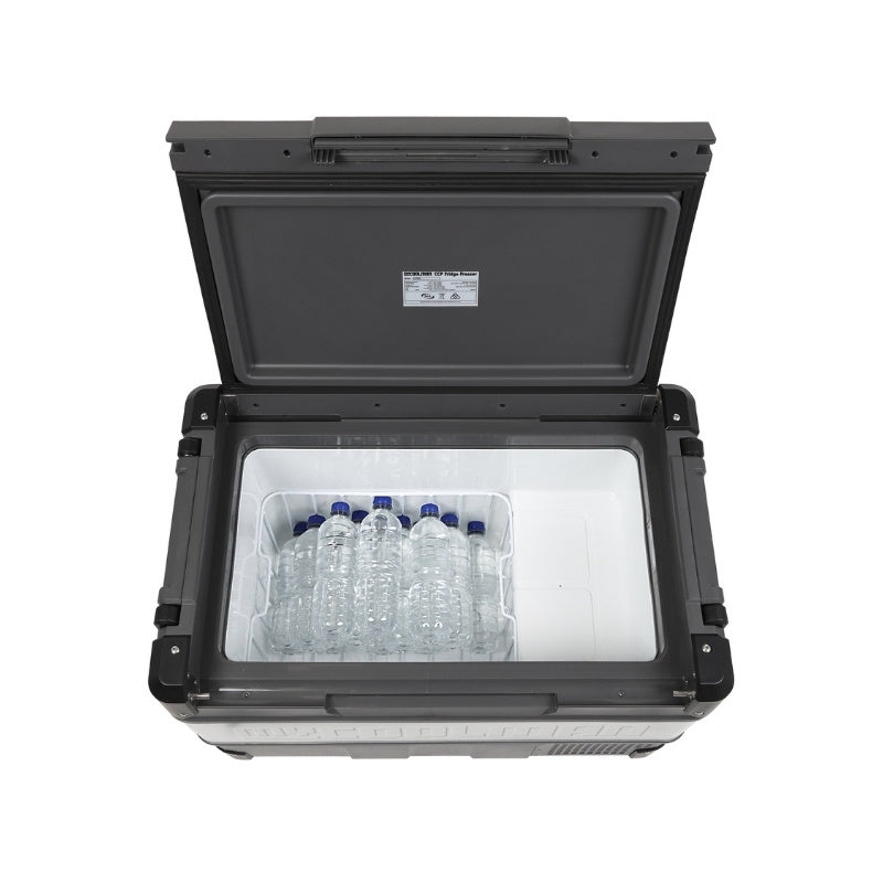MyCOOLMAN 60L fridge with water bottles inside