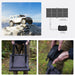 Renogy 200W solar blanket connected to power station with included straps and backpack style carry option