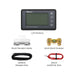 Renogy 500A battery monitor LCD display with shunt, mounting bracket and cables, on white