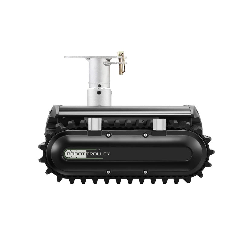 Side view of Robot Trolley 1500RS G5 Caravan Mover with black tracks and attached towing system