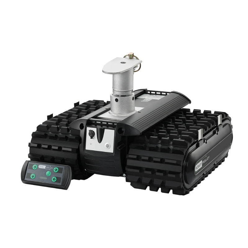 Robot Trolley 1500RS G5 Caravan Mover with remote control placed nearby