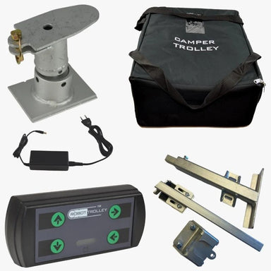 Robot Trolley 2500 G2 Caravan Mover parts including motor unit, control box, and mounting bracket.